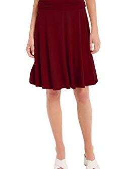 12 Ami Solid Basic Fold-Over Stretch Midi Short Skirt - Made in USA