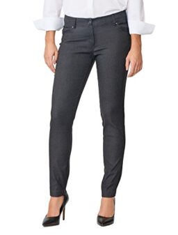 89th + Madison Women's Millennium Stretch Five Pocket Straight Leg Pants Charcoal Heather Grey