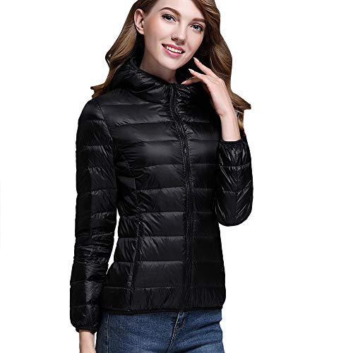 AKNHD Women Solid Hooded Zipper Pocket Slim Light Packable Down Jacket 25 Styles