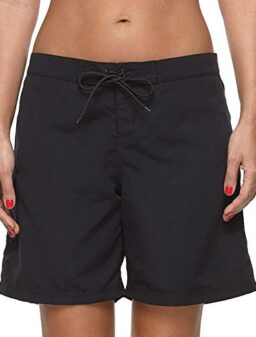 ATTRACO Women Swim Shorts Active Swim Board Short Long Swimsuit Shorts Black M