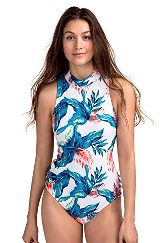 AXESEA Womens Retro One Piece Swimsuit Sleeveless Printed Surfing Bathing Suit