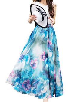 Afibi Women Full/Ankle Length Blending Maxi Chiffon Long Skirt Beach Skirt