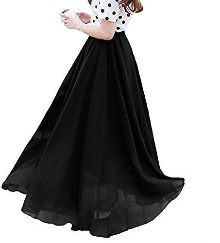 Afibi Womens Chiffon Retro Long Maxi Skirt Beach Ankle Length Skirt - Image 4