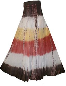 Agan Traders Women’s Tie-dye High Waistband Bohemian Printed A Line Flared Long Maxi Skirt Lined
