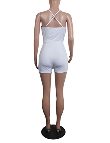 Akmipoem Women's Spaghetti Strap Romper Wrap Front V Neck Solid Shorts Jumpsuit with Belt - Image 7