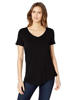 Amazon Essentials Women's Relaxed-Fit Short-Sleeve V-Neck Tunic (Available in Plus Size)