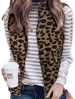 Angashion Women's Warm Sherpa Fleece Zip Up Reversible Vest Sleeveless Lightweight Jacket Outwear