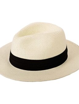 Panama Straw Hats for Women Summer Beach Sun Hat Wide Brim Fedora Cap UPF50+