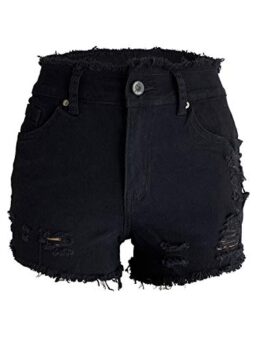 Aodrusa Womens Ripped Denim Shorts Mid Waist Sexy Short Cutoff Distressed