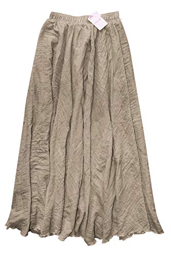 ASHER FASHION Women's Bohemian Style Elastic Waist Band Cotton Linen Long Maxi Skirt Dress Waist 23.0"-35.0" - Image 3