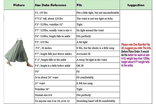 ASHER FASHION Women's Bohemian Style Elastic Waist Band Cotton Linen Long Maxi Skirt Dress Waist 23.0"-35.0" - Image 7