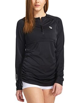 BALEAF Women's Long Sleeve Half-Zip Sun Protection Rashguard Side Adjustable Swim Shirt