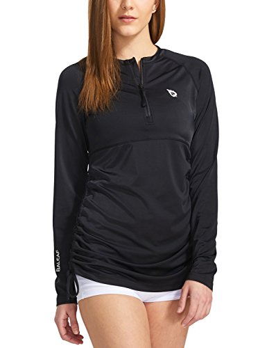 BALEAF Women's Long Sleeve Half-Zip Sun Protection Rashguard Side Adjustable Swim Shirt