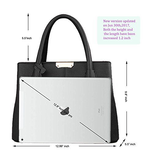 B&E LIFE Stylish Women Pu Leather Vertical Utility Top Handle Handbag Satchel Tote Purse Bag - Image 3