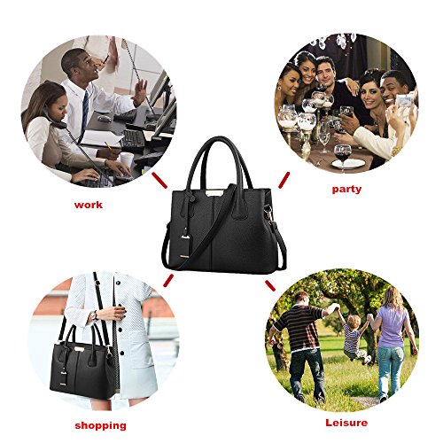 B&E LIFE Stylish Women Pu Leather Vertical Utility Top Handle Handbag Satchel Tote Purse Bag - Image 4