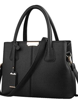 B&E LIFE Stylish Women Pu Leather Vertical Utility Top Handle Handbag Satchel Tote Purse Bag