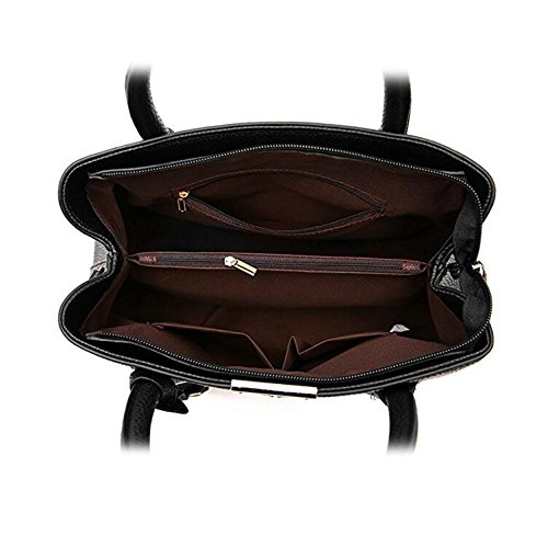 B&E LIFE Stylish Women Pu Leather Vertical Utility Top Handle Handbag Satchel Tote Purse Bag - Image 8