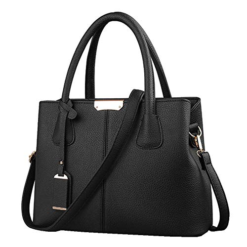 B&E LIFE Stylish Women Pu Leather Vertical Utility Top Handle Handbag Satchel Tote Purse Bag