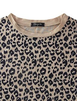 Blooming Jelly Womens Leopard Print Tops Short Sleeve Round Neck Casual T Shirts Tees