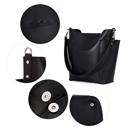 BOSTANTEN Genuine Leather Bucket Handbag Designer Hobo Shoulder Bags Tote Purses and Handbags Set with Clutch Purses - Image 7