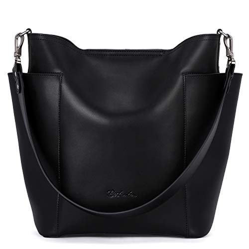 BOSTANTEN Genuine Leather Bucket Handbag Designer Hobo Shoulder Bags Tote Purses and Handbags Set with Clutch Purses