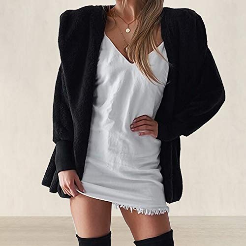 BTFBM Women Casual Long Sleeve Cardigan Warm Hooded Jacket Winter Coat Outwear (Black, Small) - Image 3