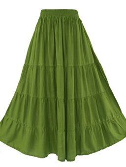 Beautybatik Women Boho Gypsy Long Maxi Tiered Peasant Skirt Plus Size