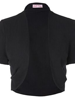 Belle Poque Women's Short Sleeve Shrug Open Front Cotton Cardigan Bolero Jacket…