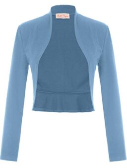 Belle Poque Women's Vintage Cropped Shrug Open Front Long Sleeve Ruffled Bolero Cardigan…
