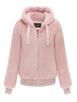 Bellivera Women's Faux Fur Fleece Coat, Spring and Winter Fashion Short Shearling Fuzzy Jacket with Hood