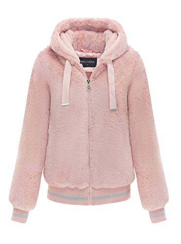 Bellivera Women's Faux Fur Fleece Coat, Spring and Winter Fashion Short Shearling Fuzzy Jacket with Hood