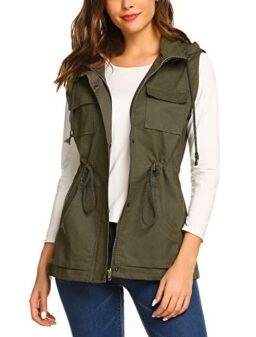 Beyove Womens Lightweight Sleeveless Military Anorak Cargo Vest Hooded/No Hood