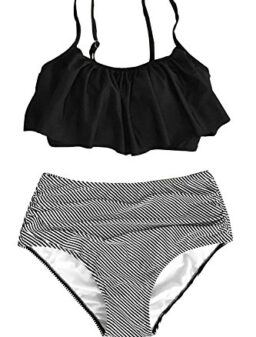CUPSHE Women's High Waisted Falbala Bikini Set