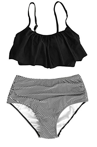 CUPSHE Women's High Waisted Falbala Bikini Set