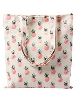 Caixia Women's Tropical Pineapple Patern Canvas Tote Shopping Bag Beige