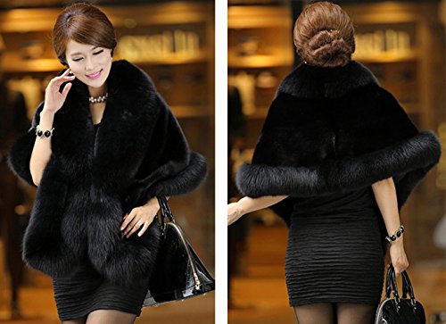 Caracilia Women Luxury Faux Fur Coat Jackets Wrap Cape Shawl for Wedding Party - Image 5