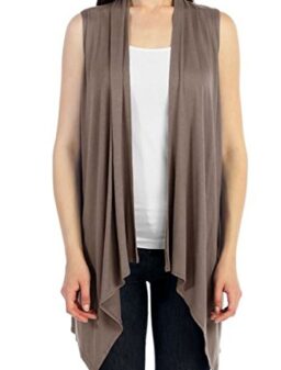 Cardigans for Women Solid Color Sleeveless Asymetric Hem Open Front Drape Long Cardigan Vest