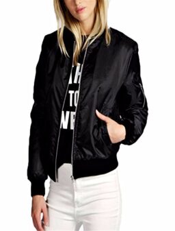 Celmia Vintage Long Sleeve Solid Zip Up Side Pockets Classic Padded Bomber Jacket Biker Coat
