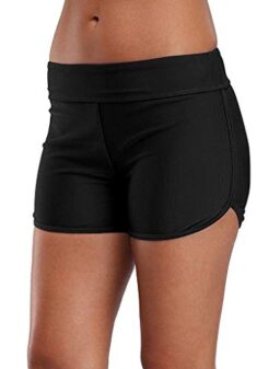 Charmo Women Tankini Bottom Elastic Swim Shorts Boardshorts Gym Swim Trunks Black