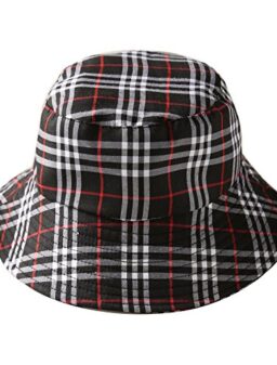 ChezAbbey Flat Top Breathable Bucket Hats UV Protection, Black, Size One Size