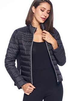 CI SONO Women's Fitted Quilted Zip Up Warm Puffer Jacket with Pockets