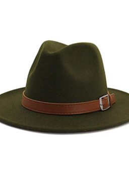 Gossifan Classic Men & Women Wide Brim Fedora Panama Hat with Belt Buckle
