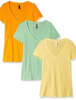 Clementine Apparel Women's Petite Plus Deep V Neck Tee (Pack of 3)