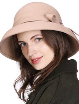 Winter 100% Wool Fedora for Women 1930s Felt Vintage Derby Bowler Hat Church Party Cloche Bucket New 2019 Ladies Beige