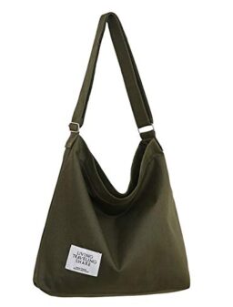Covelin Women's Retro Large Size Canvas Shoulder Bag Hobo Crossbody Handbag Casual Tote