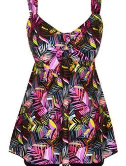 DANIFY Women's Tankini Swimdress Plus Size Swimsuits for Women Tummy Control Swimwear Two Piece Bathing Suit