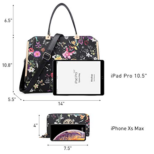 Dasein Women Large Satchel Handbag Shoulder Purse Top handle Work Bag Tote With Matching Wallet - Image 5