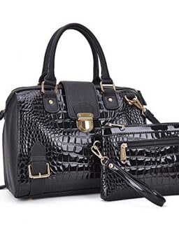 Dasein Women Barrel Handbags Purses Fashion Satchel Bags Top Handle Shoulder Bags Vegan Leather Work Bag