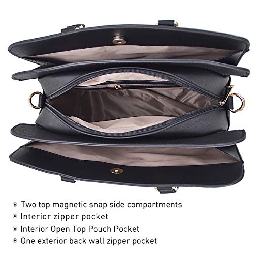 Women Handbag Wallet Tote Bag Shoulder Bag Hobo Bag Top Handle Satchel Purse Set 2pcs w/ 3 Compartments - Image 6