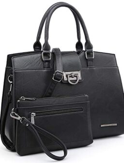 Dasein Handbags for Women Purses Monogram Satchel Purse Large Tote Ladies Handbag Shoulder Bags Top Handle Work Bag 2pcs…